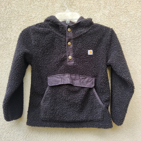 Carhartt Other - CARHARTT Kids Fleece Hoodie Size 6 Black Pullover Jacket Front Pocket Logo